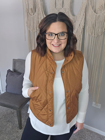 Caramel Sundae Camel Quilted Vest