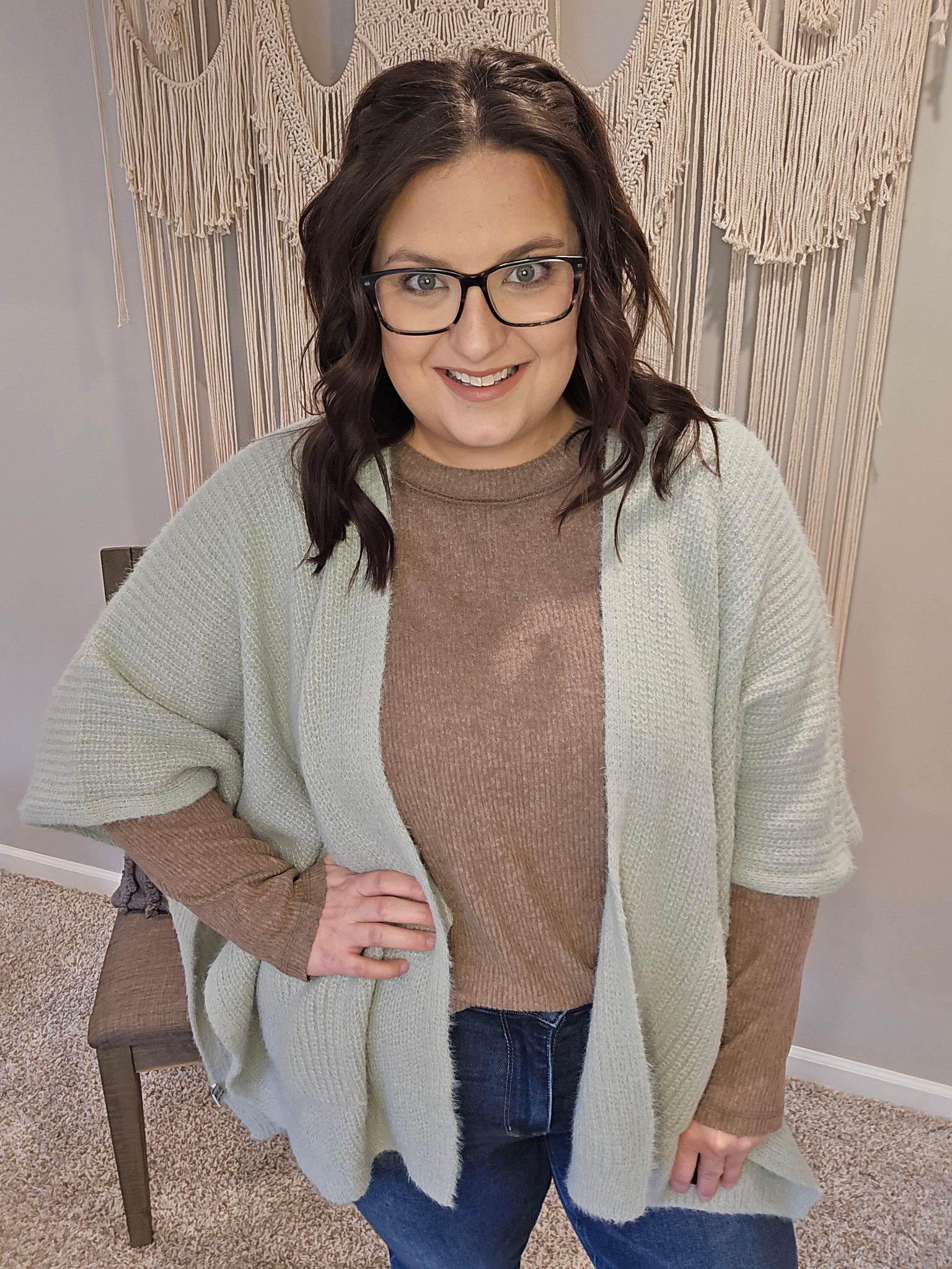 Chic Boucle Cozy Cardigan Poncho