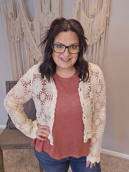 Blush to Bloom Crochet Cardigan