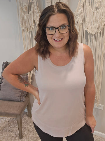 Riley Ribbed Tank Top - Pearl Gray