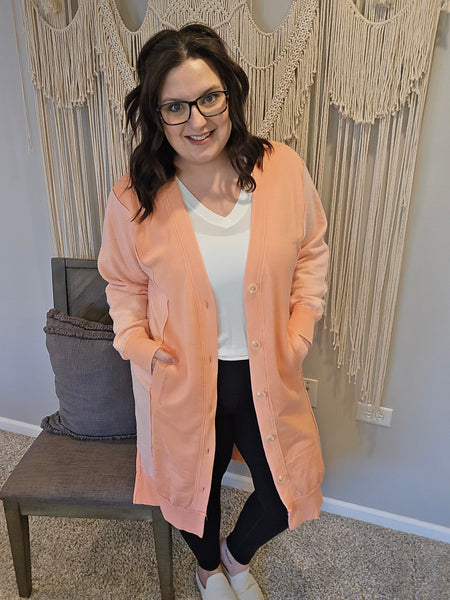 Desi Sweatshirt Cardigan - Peach