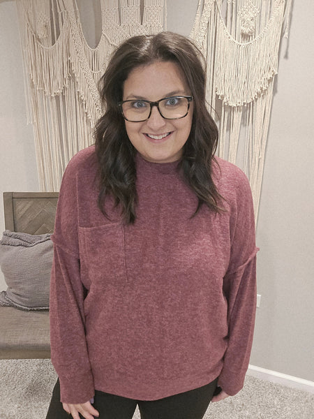 Snuggle Bug Brushed Oversized Sweater - Eggplant