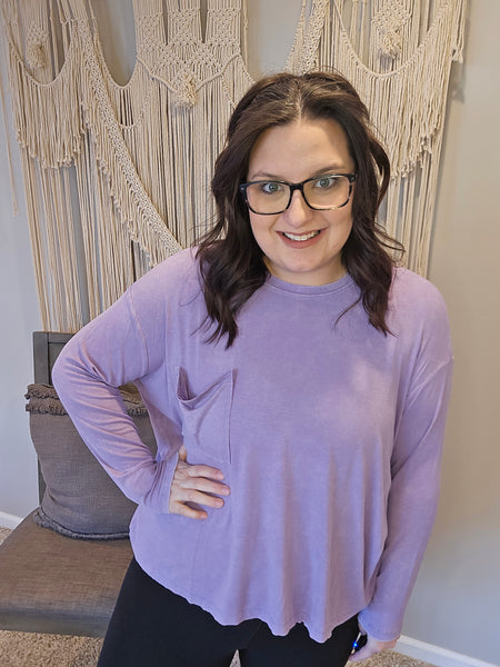 Rooftop Retreat Ribbed Long Sleeve Top - Lavender
