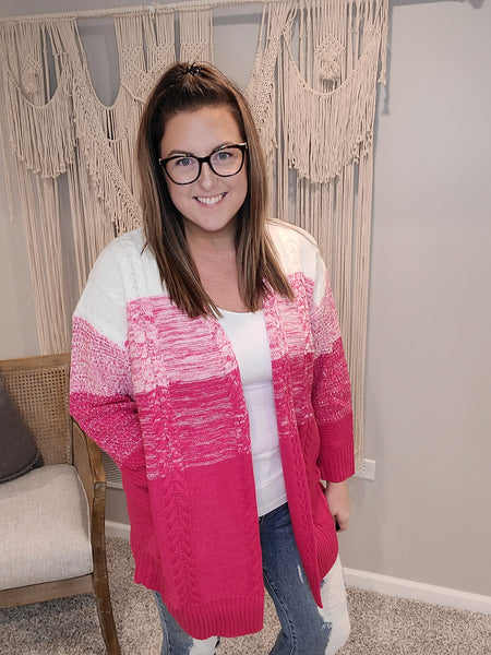 Pretty in Pink Ombre Cardigan