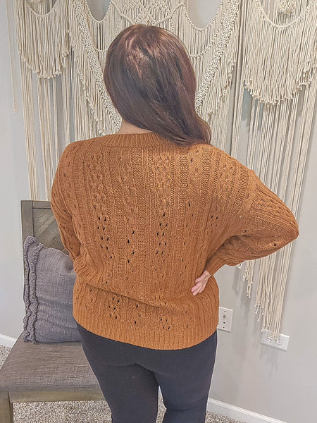 Cable Knit Rust Sweater