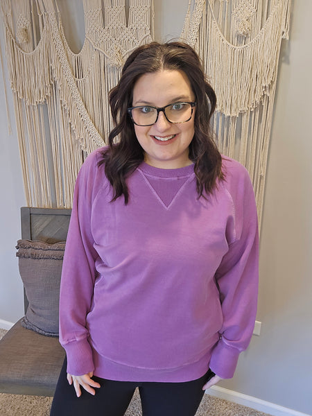 Parker Pigment Dyed Pullover Sweatshirt - Lavender