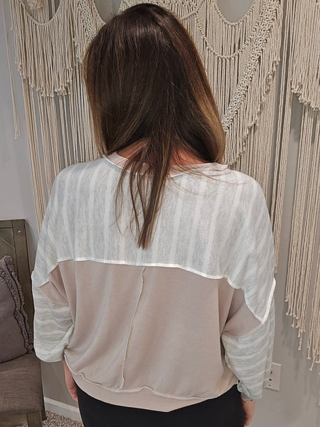 Pull Yourself Together Striped Long Sleeve Shirt - Gray Stone