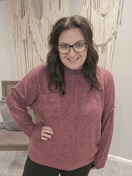 Snuggle Bug Brushed Oversized Sweater - Eggplant
