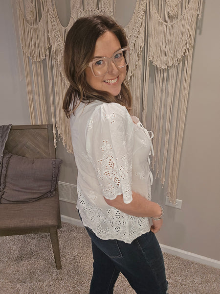 Bailey Bow Tie Lace Blouse