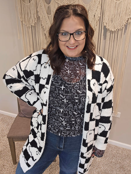 Ghost Cloud Cardigan - Checker Ghost