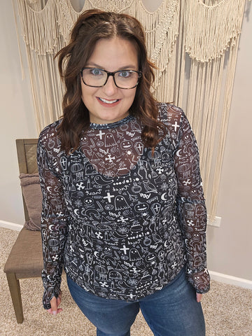 Spooky Halloween Mesh Top
