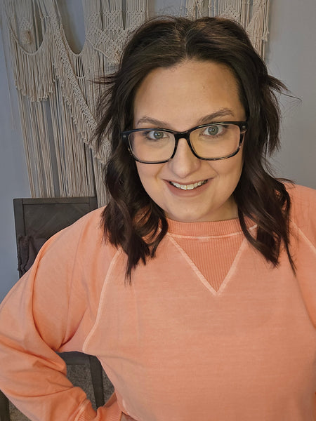 Parker Pigment Dyed Pullover Sweatshirt - Coral