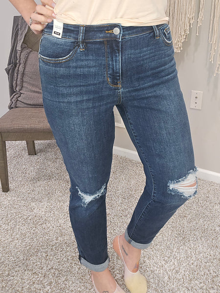 Harper Mid Rise Distressed Slim Fit Denim Jean