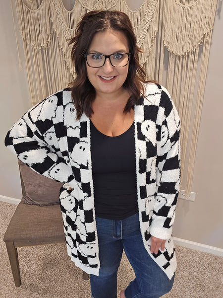Ghost Cloud Cardigan - Checker Ghost
