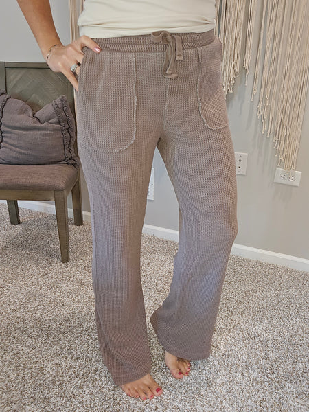 Set Process Mineral Wash Waffle Knit Pants in Brown