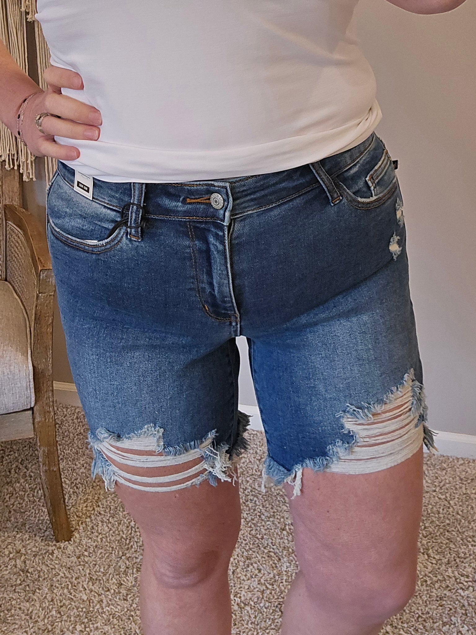 Kelsey Mid Rise Distressed Cutoff Shorts