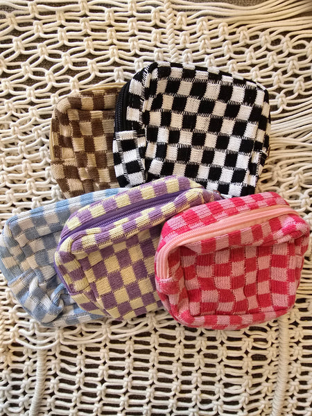 On the Go Checkered Pouch