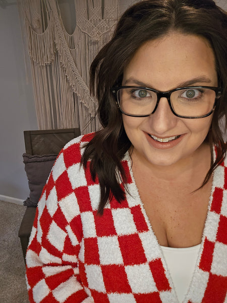 Red Checkered Cloud Cardigan