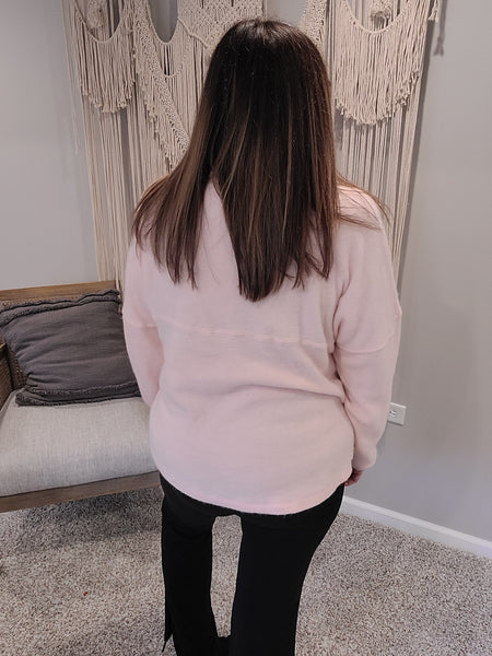 Cozy Moment 1/2 Zip Pullover in Blush