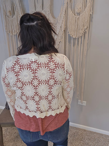 Blush to Bloom Crochet Cardigan