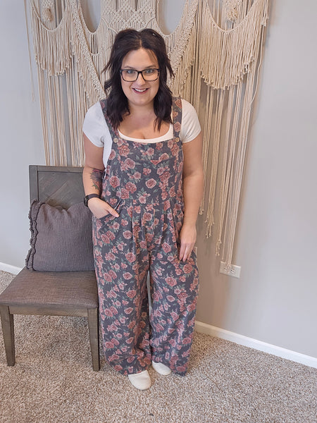 Cassidy Floral Denim Overalls