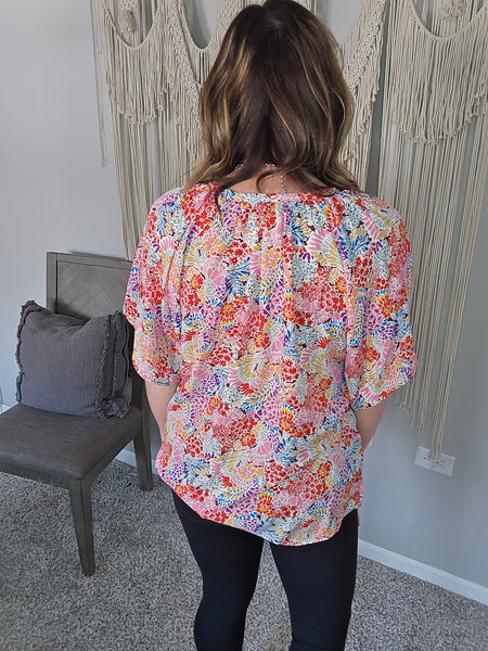 In the Valley Floral Short Sleeve Blouse