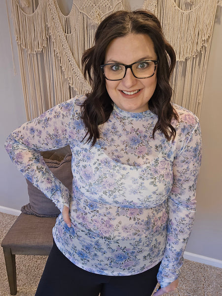 Dress It Up Mesh Top - Lavender Floral