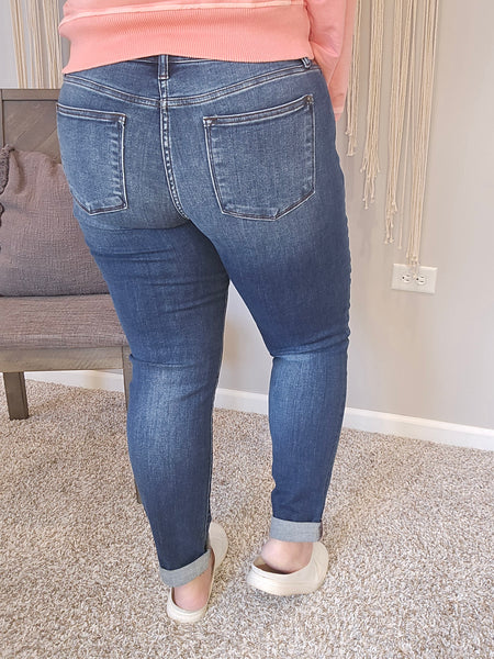 Caitlyn Cuffed Slim Fit Mid Rise Judy Blue Denim