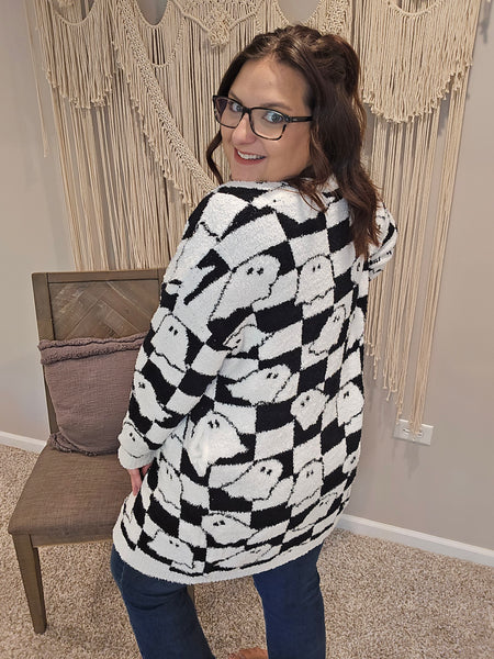 Ghost Cloud Cardigan - Checker Ghost