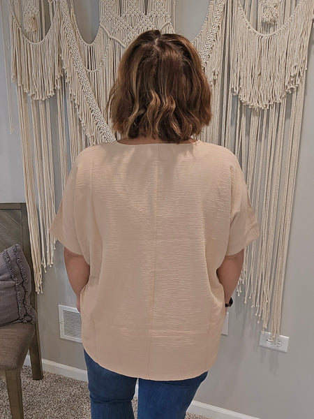 Willow Woven V-Neck Dolman Sleeve Blouse