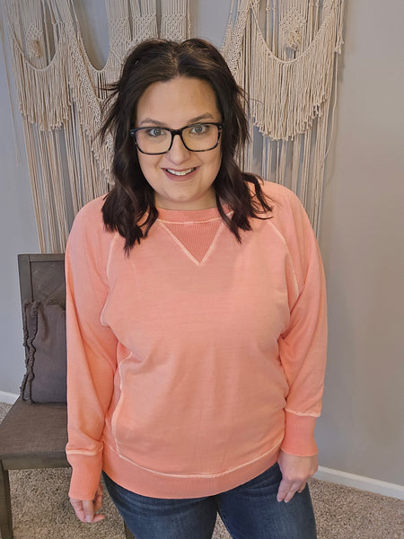 Parker Pigment Dyed Pullover Sweatshirt - Coral