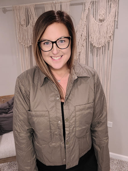 Hear Me Out Lightweight Puffer Jacket in Olive