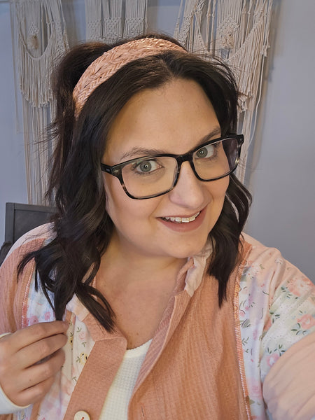 Vegan Leather Patterned Headband - Blush