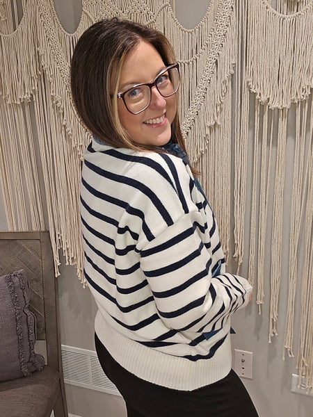 Grab and Go Stripe Denim Cardigan