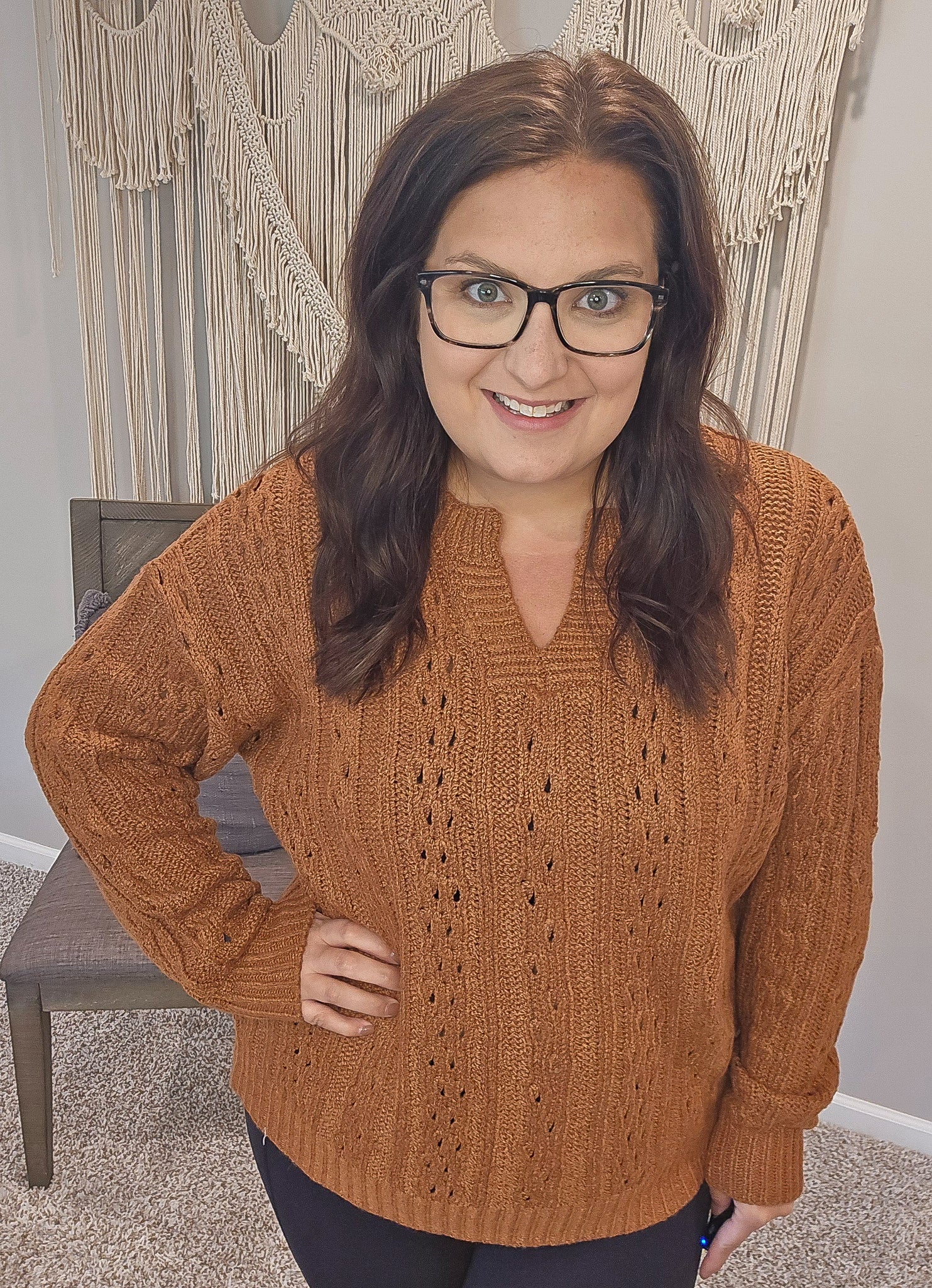 Cable Knit Rust Sweater