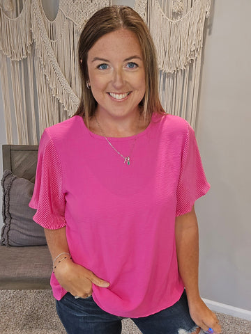 Pink and Perfect Ruffle Sleeve Top