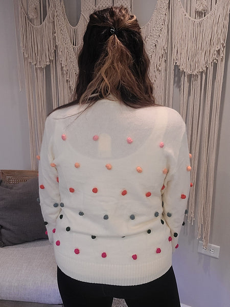 Candy Buttons Pom Detail Sweater