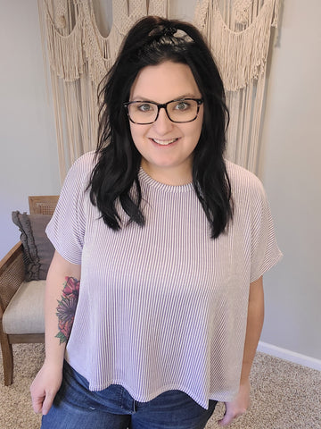 Ribbed Short Sleeve Tee in Lavender