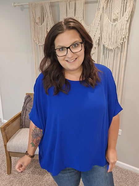 Feels Like Me Dolman Sleeve Top in Royal Blue