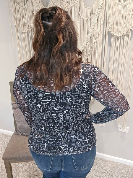 Spooky Halloween Mesh Top