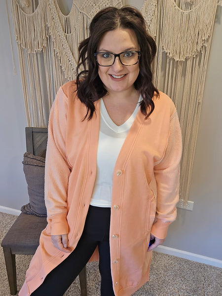 Desi Sweatshirt Cardigan - Peach