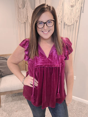 Velveteen Queen Blouse in Magenta