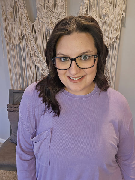 Rooftop Retreat Ribbed Long Sleeve Top - Lavender