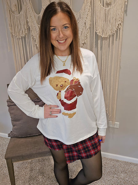 Teddy Bear Santa on French Terry Crewneck