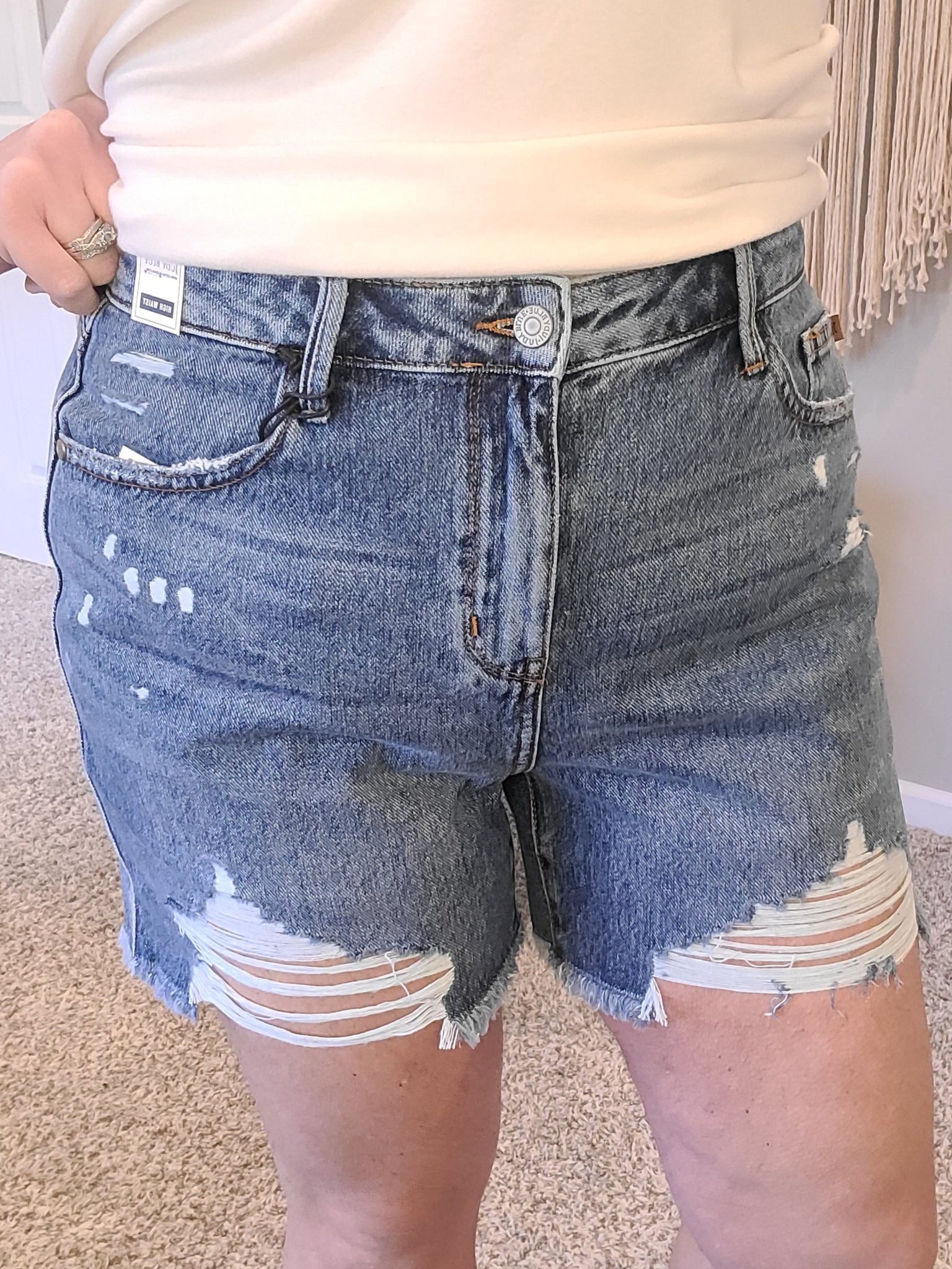 Samantha High Rise Rigid Magic Distressed Cutoff Shorts