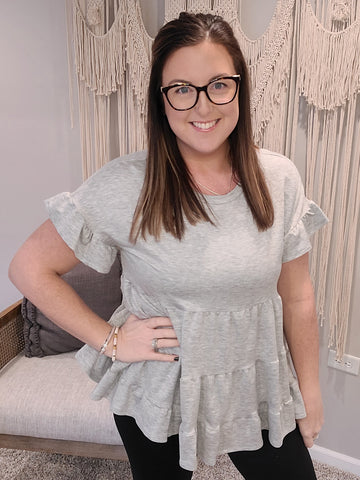 Heather Gray Tiered Blouse