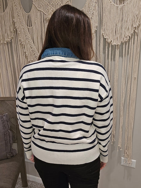 Grab and Go Stripe Denim Cardigan