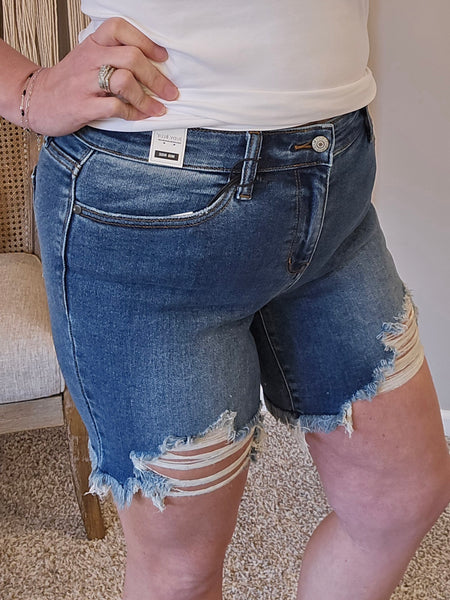 Kelsey Mid Rise Distressed Cutoff Shorts