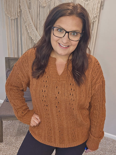 Cable Knit Rust Sweater