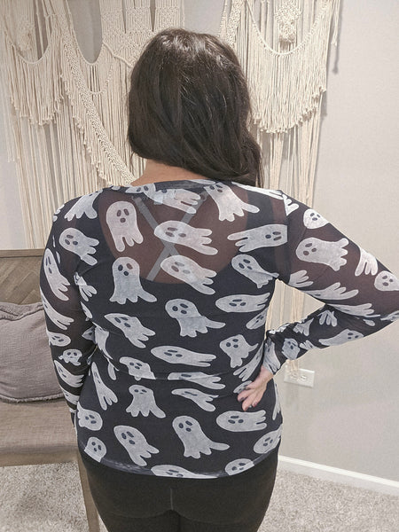 Moon Child Mesh Long Sleeve - Ghosts